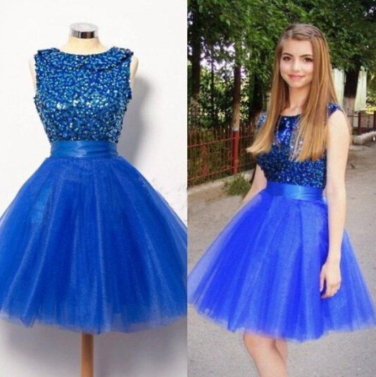 Puffy Tulle Royal Blue Homecoming Dress, Short Homecoming Dresses